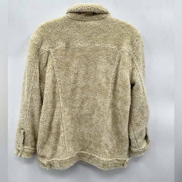 LUCKY BRAND Faux sherpa cream snap button American style woman trucker jacket L - Picture 3 of 15
